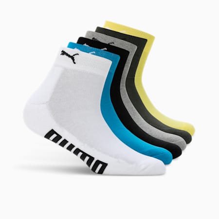 PUMA Half Terry Ankle Length Socks Pack of 6, Celandine/ MGH/ Nrgy Blue/ Puma Black/ Puma White/ Forest Ni, small-IND