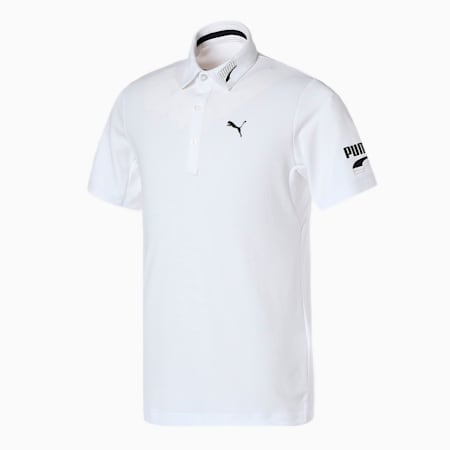メンズ ゴルフ 接触冷感 ツアーデザイン 半袖 ポロシャツ, BRIGHT WHITE, small-JPN