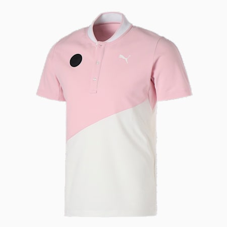 DRYCELL Men's Golf Swing Cut Stealth Collar Short Sleeve Polo, CHALK PINK, small-SEA