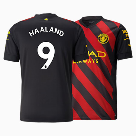 Maillot Away 22/23 Manchester City F.C. avec flocage Haaland, Puma Black-Tango Red, small