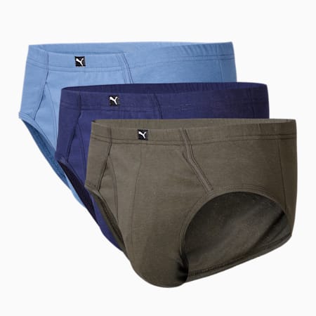 Basic Men's Plain Brief Pack of 3, Dutch Blue/Peacoat/Olive, small-IND