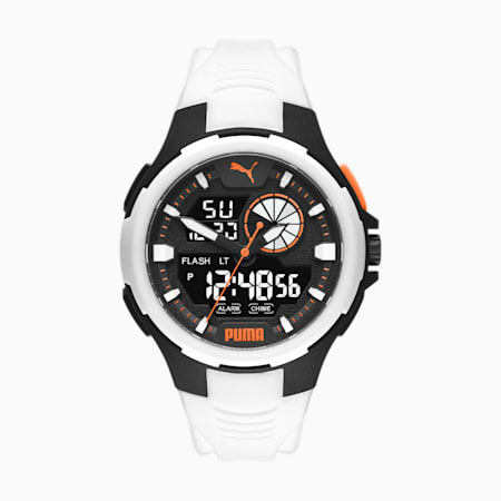 PUMA Bold Analog-Digital White Polyurethane Watch, White, small
