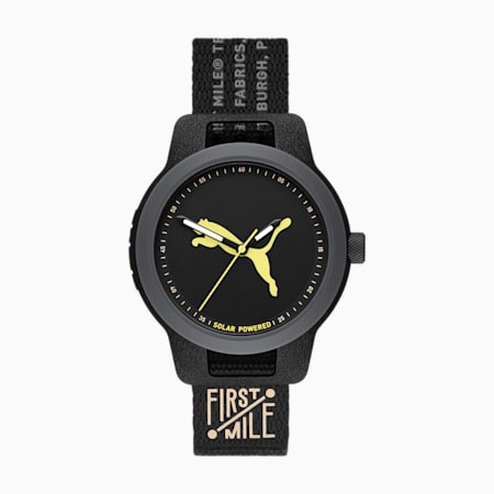 PUMA Reset Solar Black Nylon Watch, Black, small