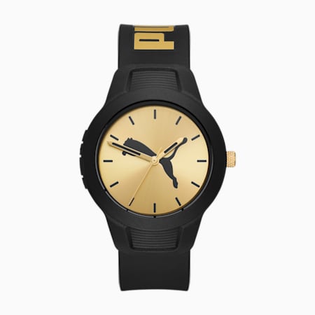 PUMA Reset V2 zwart polyurethaan horloge met drie wijzers, Black, small
