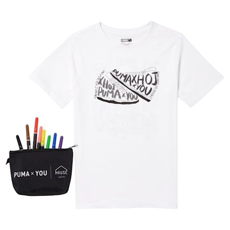 PUMA x YOU T-Shirt Skizzen-Set für Kinder, White, small