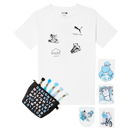 PUMA x YOU Kids Short Sleeve Tee Patch Kit, White, small