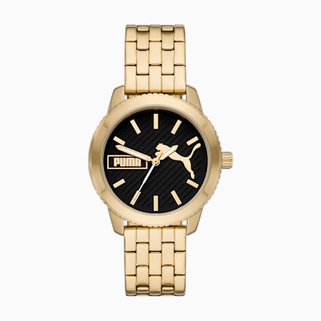 Reloj PUMA Ultrafresh de acero inoxidable dorado con tres manecillas, Gold, small