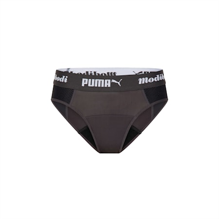 PUMA x Modibodi Active Brief (Moderate-Heavy), Black - Grey, small-AUS