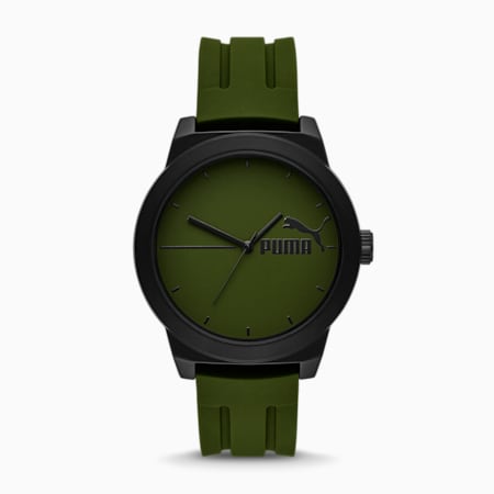 Puma 5 Three-Hand Green Silicone Watch, Green/Black, small