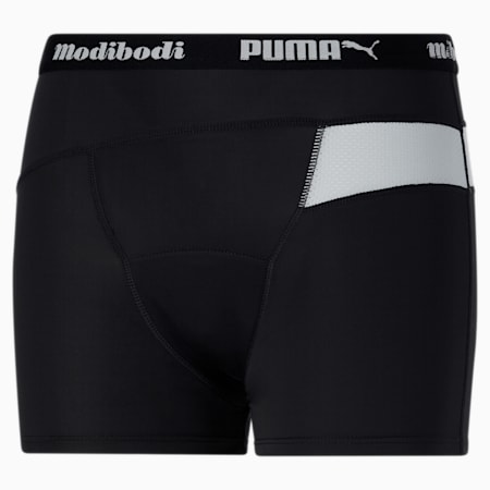 Puma X Modibodi Active Long Boyshort, Black - Platinum Grey, small-AUS