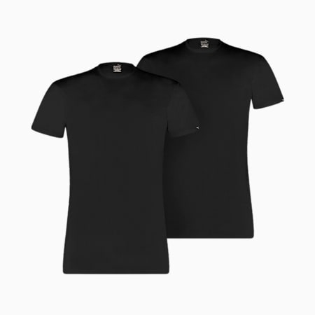 Camiseta PUMA básica con cuello redondo para hombre, pack de 2, black, small