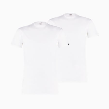 Camiseta PUMA básica con cuello redondo para hombre, pack de 2, white, small