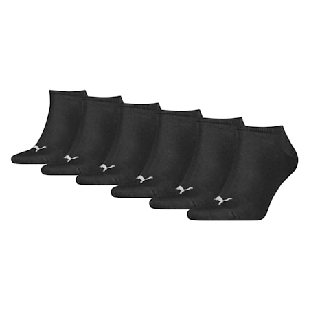 PUMA Unisex Plain Sneaker Socks 6 pack, black, small