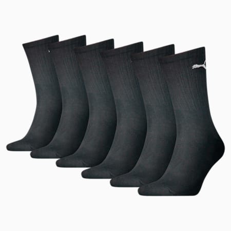 PUMA Unisex Crew Socks 6 pack, black, small