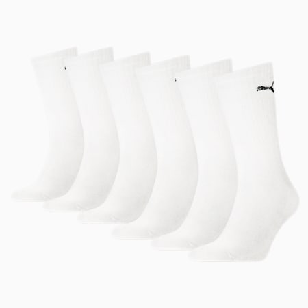 PUMA Unisex Crew Socks 6 pack, white, small