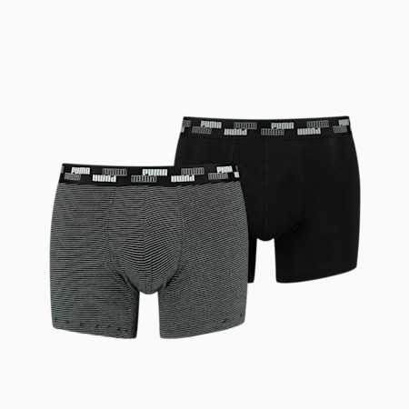 Lot de 2 boxers à mini rayures tissées teintes pour homme, black combo, small