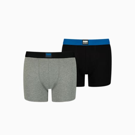 Boy's Placed Logo Boxers 2 pack, blue combo, small