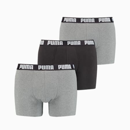 PUMA Men's Everyday Boxers 3 Pack, black grey combo, small