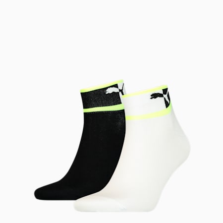 PUMA Men's Blocked Logo Quarter Socks 2 pack, black/white, small