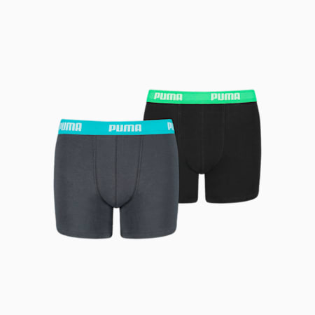 PUMA Basic boxershort voor jongens, set van 2, india ink / turquoise, small