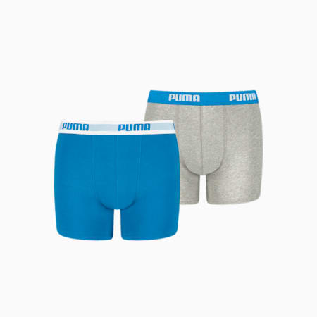 PUMA Jungen-Basic-Boxershorts 2er-Pack, blue / grey, small