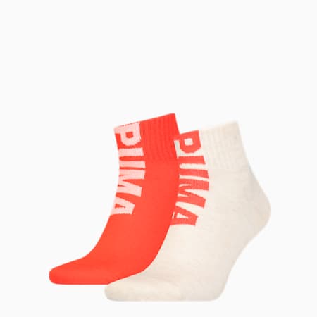 PUMA Men's Logo Quarter Socks 2 pack, tomato, small-GBR