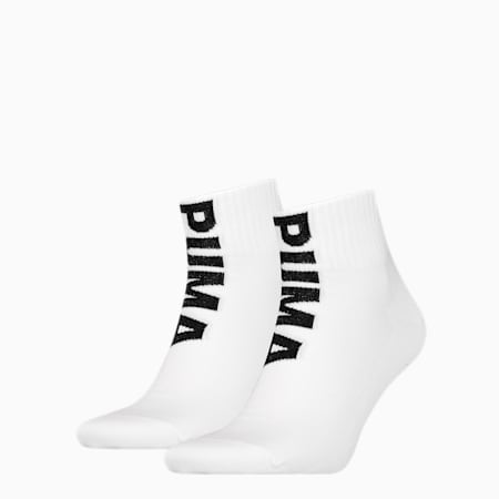PUMA Men's Logo Quarter Socks 2 pack, white, small
