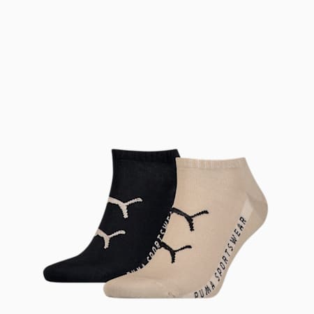 PUMA Cat Logo Sneaker-Socken für Herren, 2er-Pack, sand, small