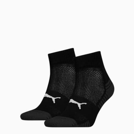 PUMA Sport Cushioned Quarter Socks 2 Pack, black, small