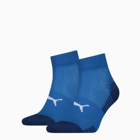 PUMA Sport Cushioned Quarter Socks 2 Pack, olympian blue, small
