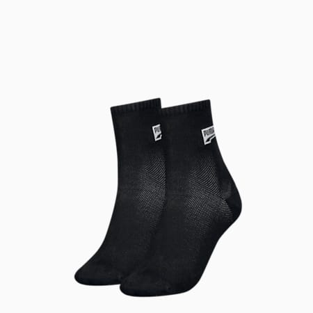 PUMA Women's Mesh Short Socks 2 pack, black combo, small