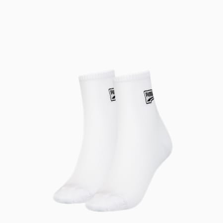 PUMA Women's Mesh Short Socks 2 pack, white combo, small-GBR