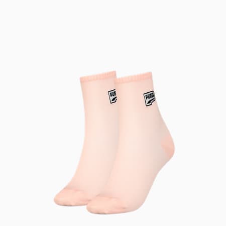 PUMA Women's Mesh Short Socks 2 pack, peach, small-GBR