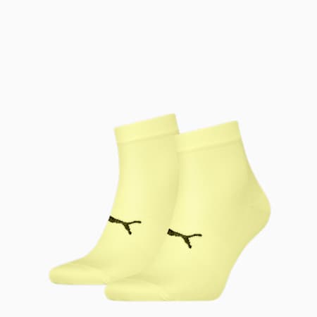PUMA Sport Unisex Light Quarter Socks 2 Pack, yellow, small