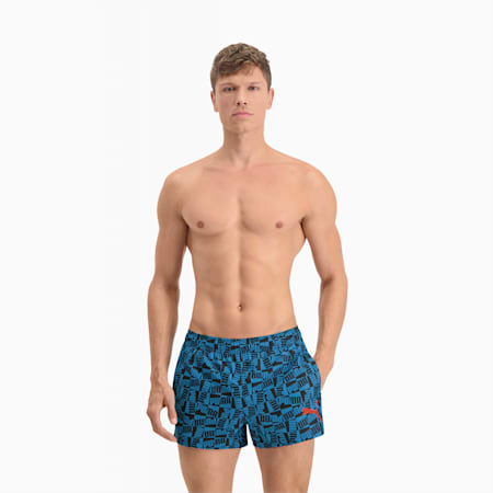PUMA Swim Logo Men's Short Shorts, blue combo, small