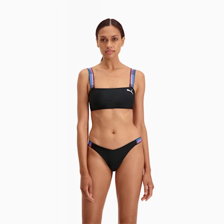 Braguita de bikini brasileña PUMA Swim V-Shape para mujer, black combo, small
