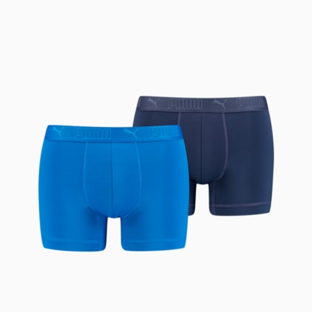 PUMA Sport Men's Microfiber Boxers - 2 pack, blue combo, small-AUS