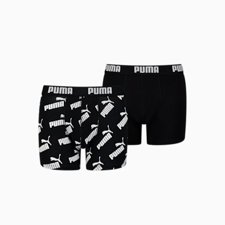 PUMA Boys' AOP Boxer 2 Pack, black, small