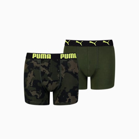 PUMA Camo Boys' Boxers 2 pack, green / yellow, small