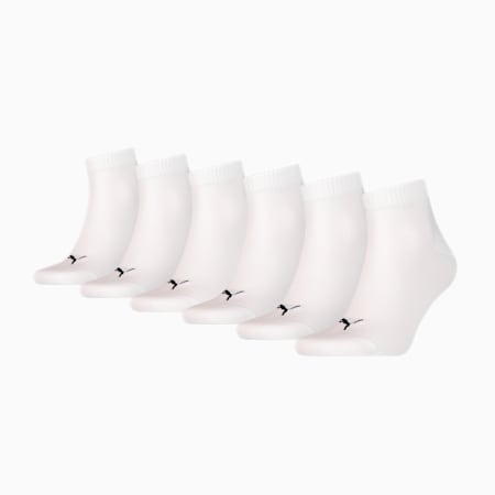PUMA Unisex Quarter Socks 6 pack, white, small