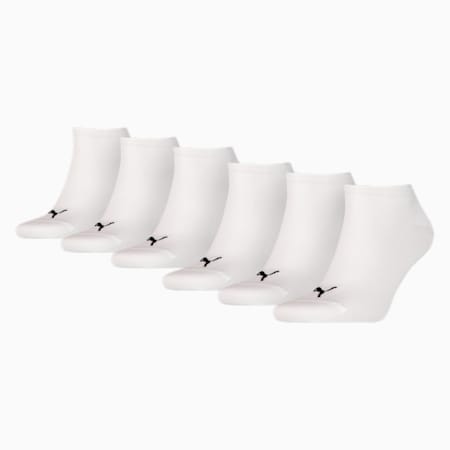PUMA Unisex Sneaker Socks 6 pack, white, small