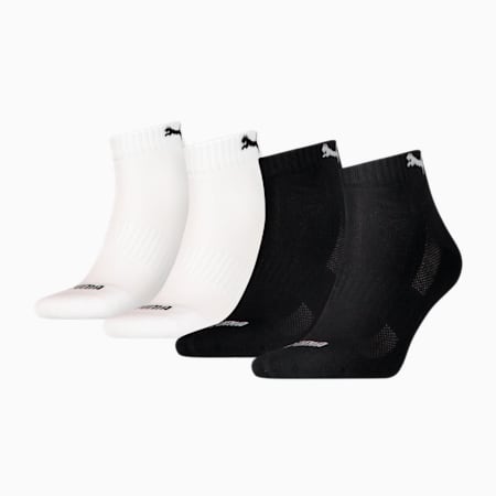 Lot de 4 paires de chaussettes trois-quarts unisexes PUMA, black / white, small