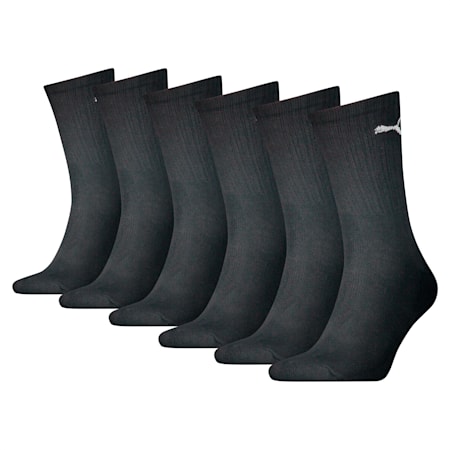 PUMA Unisex Crew Socks (6-pack), black, small