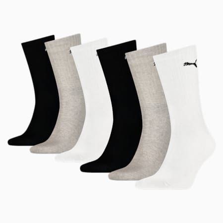 PUMA Unisex Crew Socks (6-pack), grey combo, small