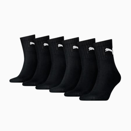 PUMA uniseks korte gestreepte sokken, set van 6, black, small