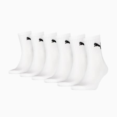 PUMA Unisex Short Crew Socks 6 pack, white, small