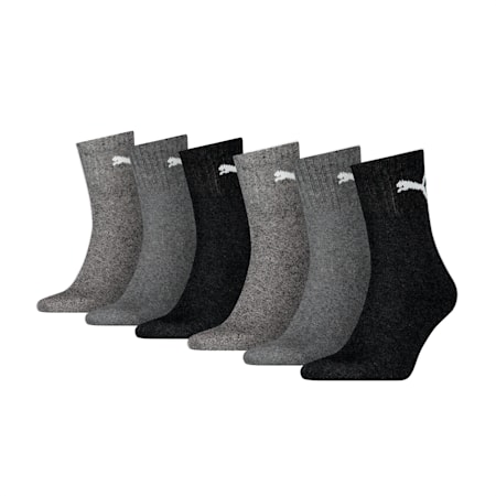PUMA uniseks korte gestreepte sokken, set van 6, grey combo, small