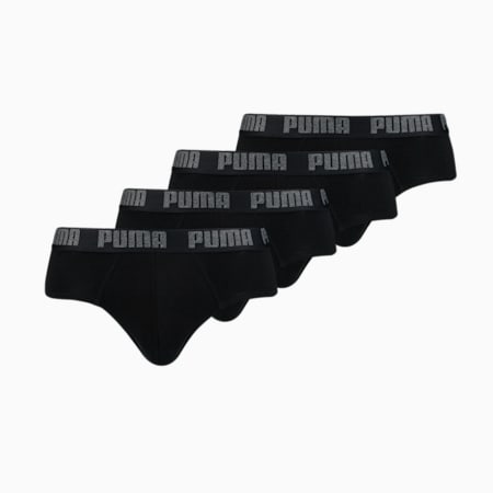 PUMA Men's Basic Briefs 4 pack, black / black, small