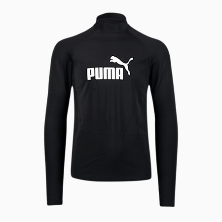 PUMA Swim Men's Long Sleeve Rash Guard, black, small-SEA