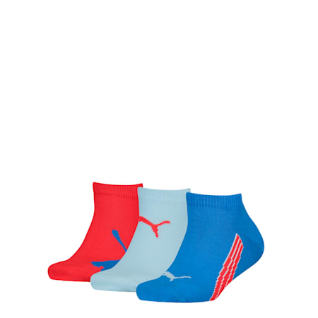 PUMA Kids' Sneaker Socks 3 pack, blue / red, small-THA